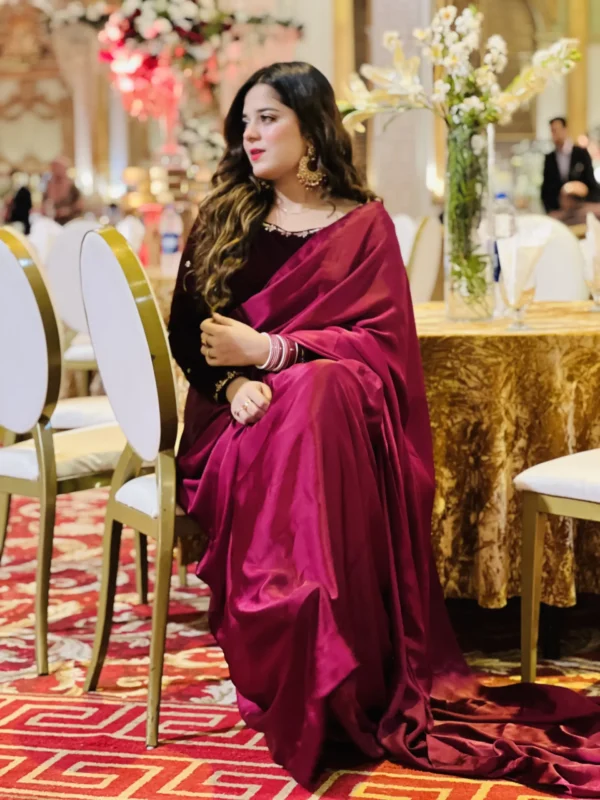 Silk Maroon Saree-007 - Image 5