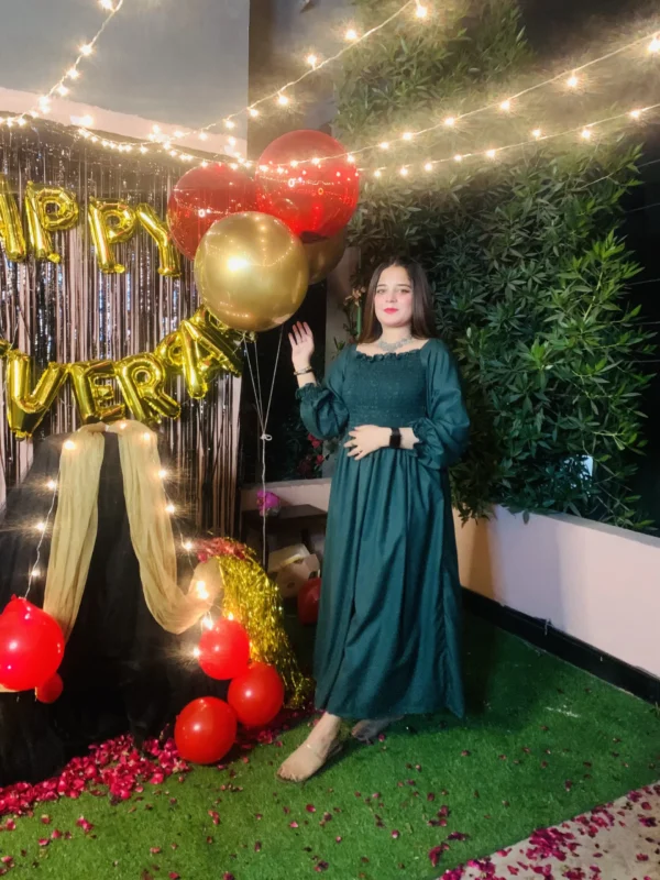 Linen Green Frock-020 - Image 5