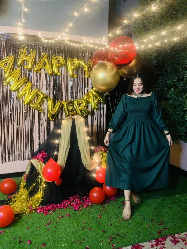 Linen Green Frock-020 - Image 2