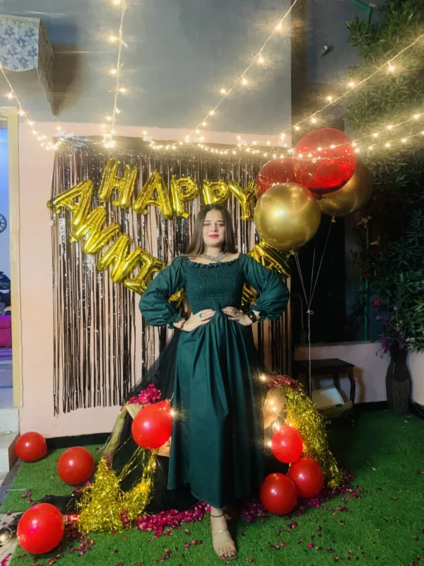 Linen Green Frock-020 - Image 4