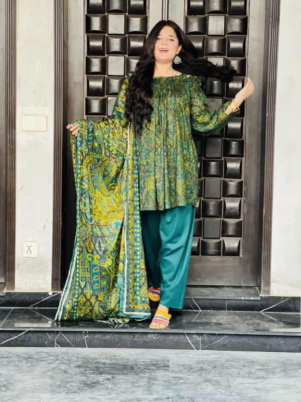 Lawn 3 Piece Printed Suit-015 - Image 2