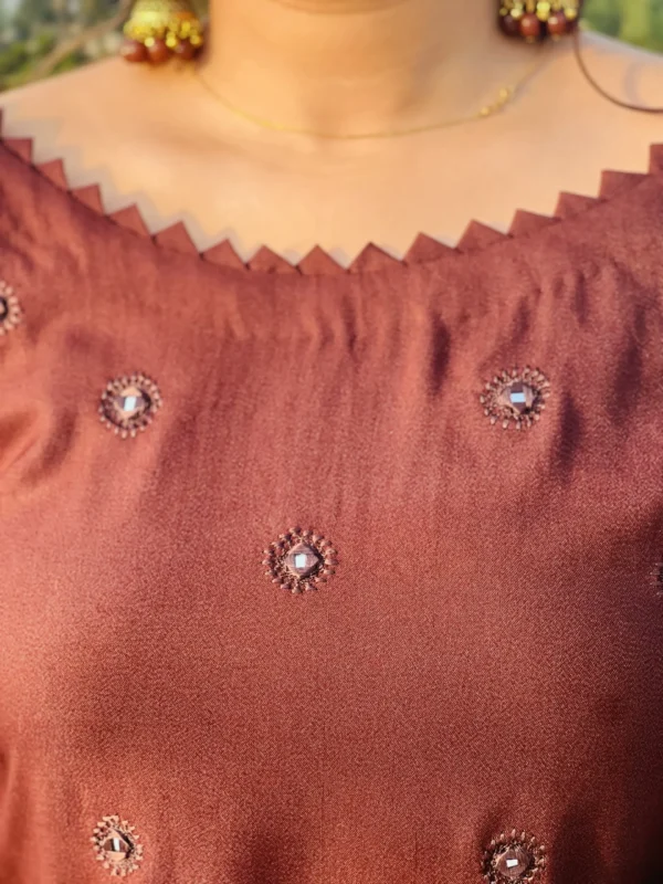 Marina Embroidered Brown 2 Piece Suit-014 - Image 5