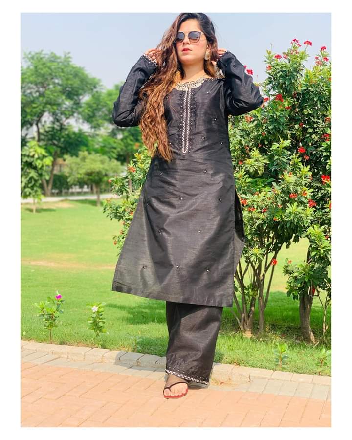 Embroidered Black 2 Piece Suit
