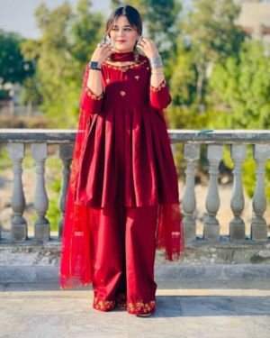Maroon 3 Piece Embroidered Cotton Suit | Stitched, High Quality | Cut Shut Closet