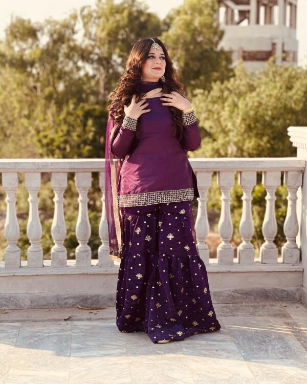 3 Piece Embroidered Silk Suit