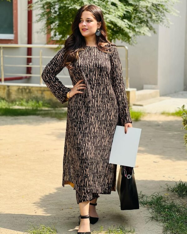 Ladies Printed Linen 2 Piece Suit