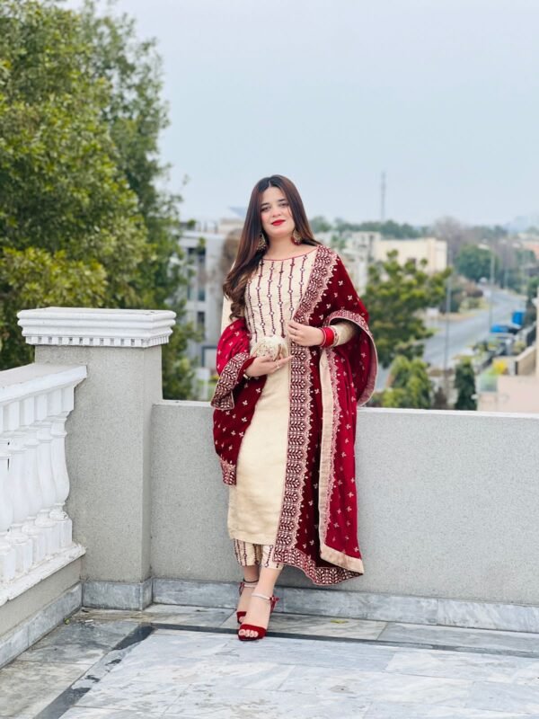 2 PCs Embroidered Jamawar Suit