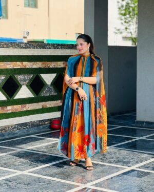 Printed  2 Piece Chiffon Gown Suit  - 276