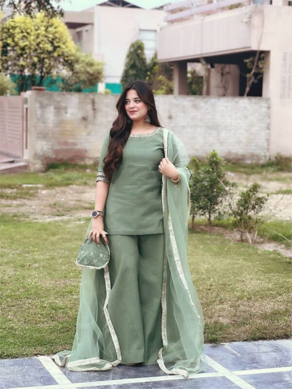 Raw Silk Stitched 2-Piece with Sitara Hand Work