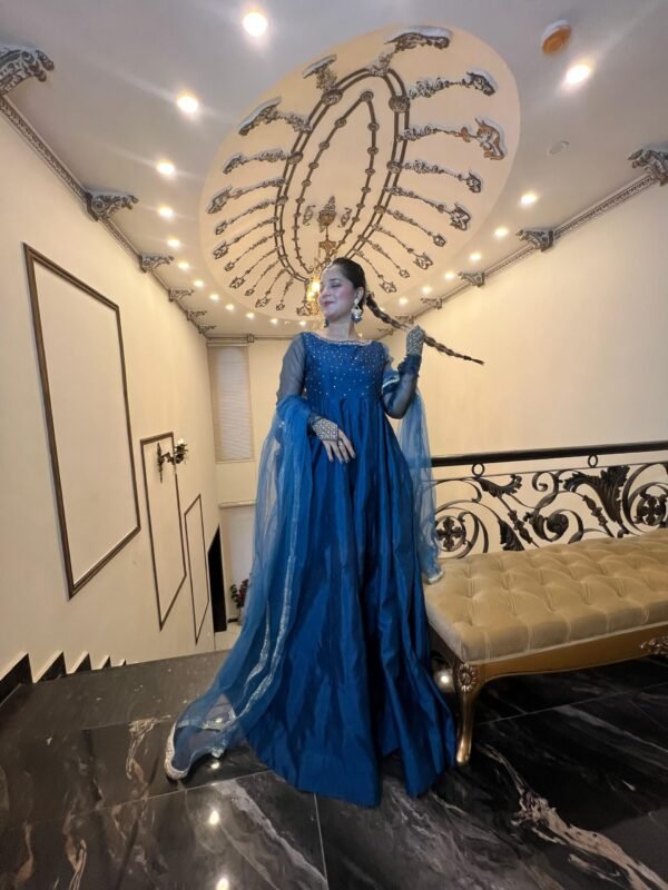 Raw Silk Hand Work Frock - 273 - Image 3