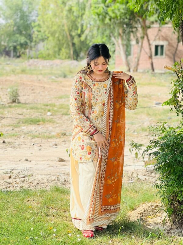 3 Piece Printed Lawn Suit  - 282 - Image 4