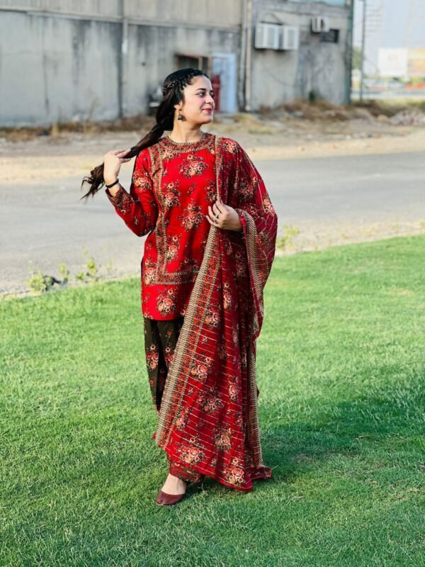 3 Piece Printed Lawn Suit - 290 - Image 3
