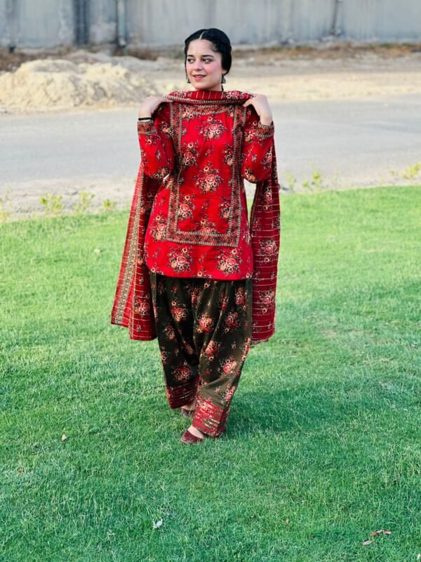 3 Piece Printed Lawn Suit - 290 - Image 2