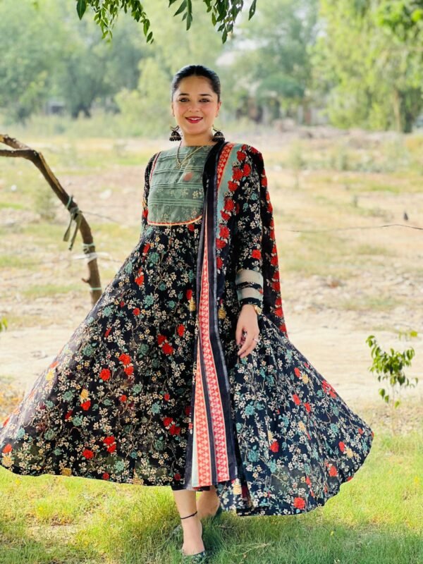 Printed 2 Piece Lawn Frock - 292 - Image 3