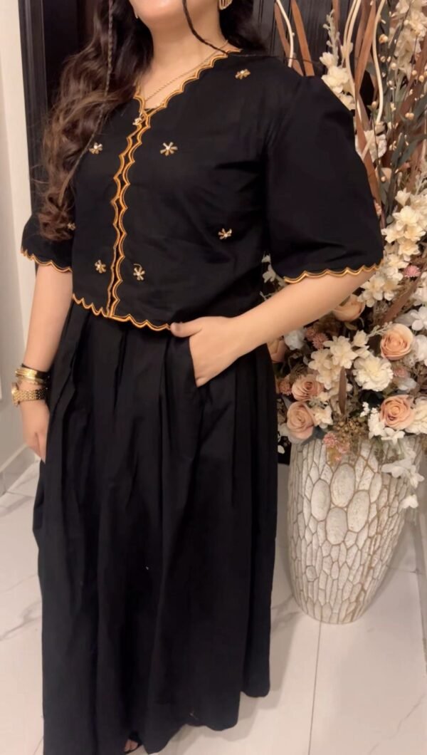 Embroidered Cotton 2-Piece (Shirt + Skirt) - 310 - Image 5