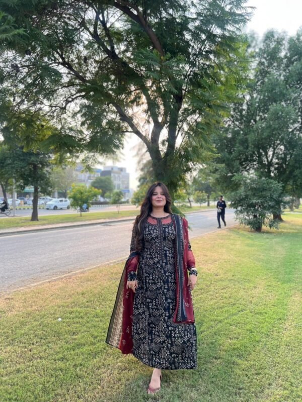3 Piece Printed Cotton Suit - 315 - Image 3