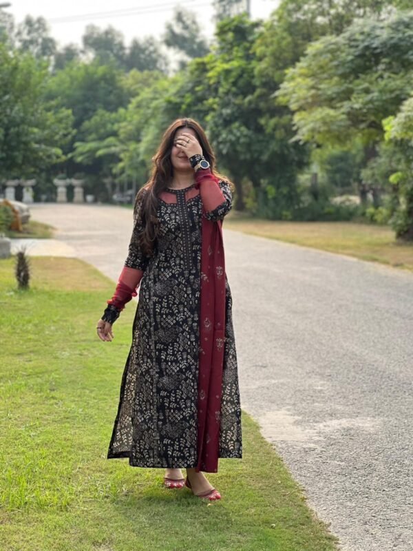 3 Piece Printed Cotton Suit - 315 - Image 4