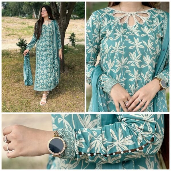 3 Piece Printed Khaddar Suit - 316 - Image 5