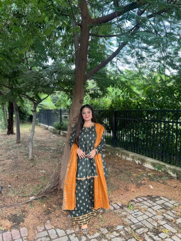 3 Piece Printed Khaddar Suit - 320 - Image 3