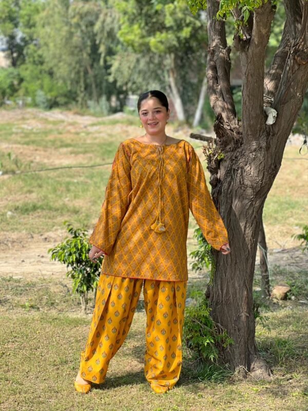 Printed Cotton 2 Piece Suit - 323 - Image 3
