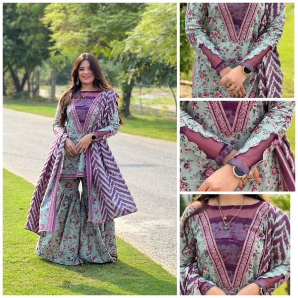 3 Piece Printed Khaddar Suit - 326 - Image 4