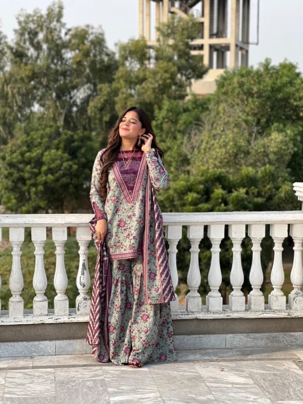 3 Piece Printed Khaddar Suit - 326 - Image 3