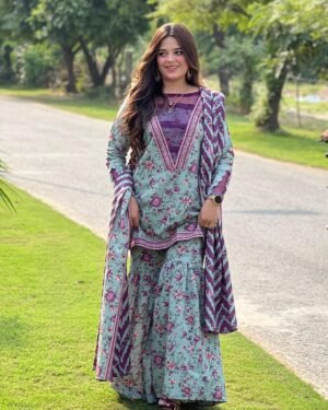 3 Piece Printed Khaddar Suit - 326
