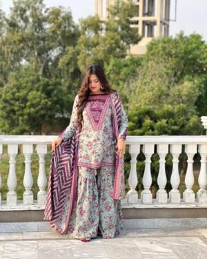 3 Piece Printed Khaddar Suit - 326