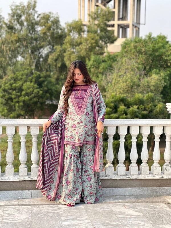 3 Piece Printed Khaddar Suit - 326