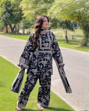 3 Piece Printed Khaddar Suit - 329