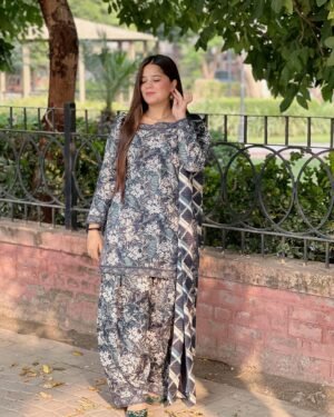 3 Piece Printed Khaddar Suit - 339