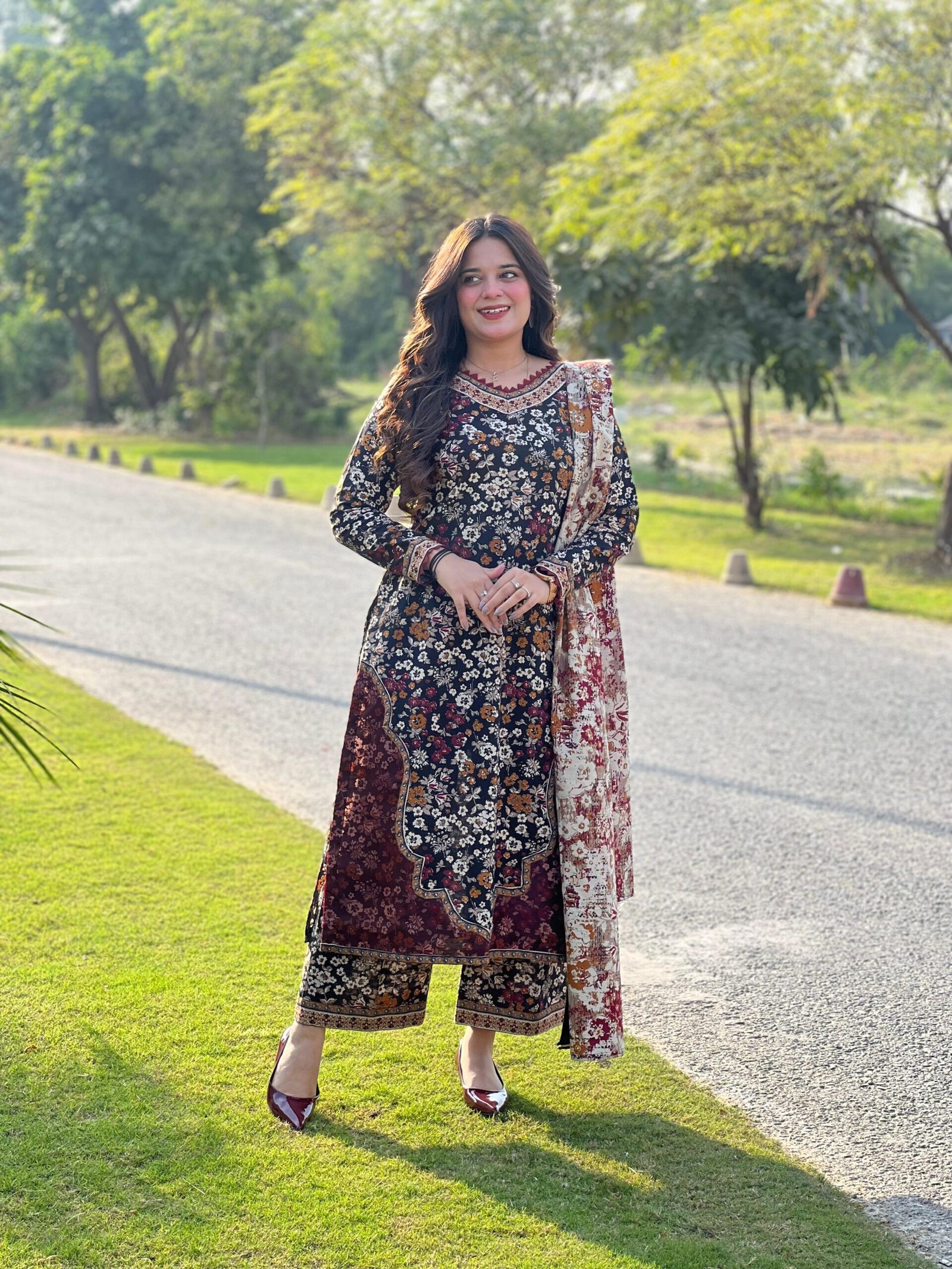 3 Piece Printed Khaddar Suit - 340