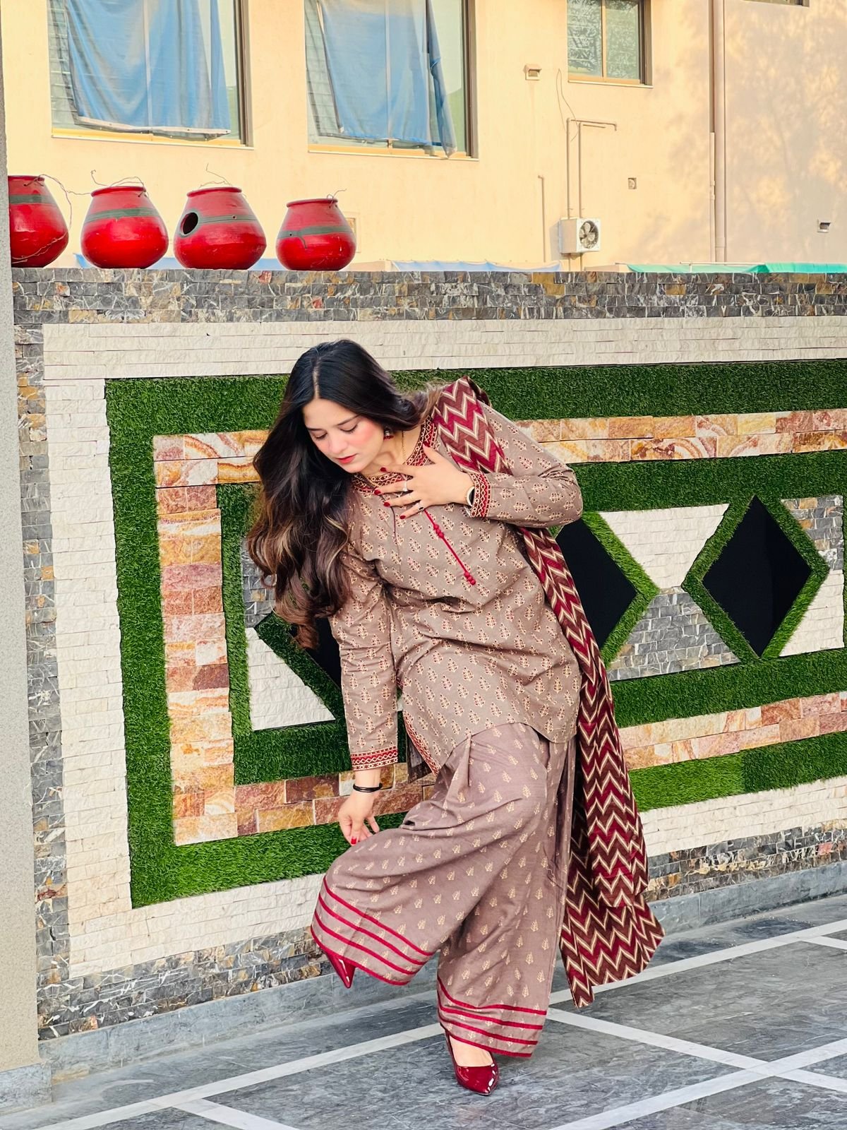 3 Piece Printed Khaddar Suit - 343 - Image 2