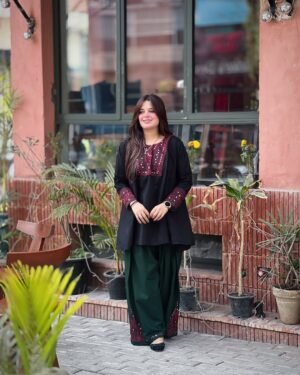 2 Piece Embroidered Linen Suit - 360