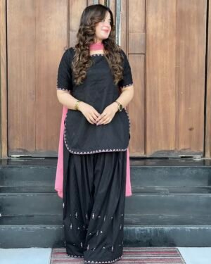 Embroidered 2 Piece Cotton Suit - 383