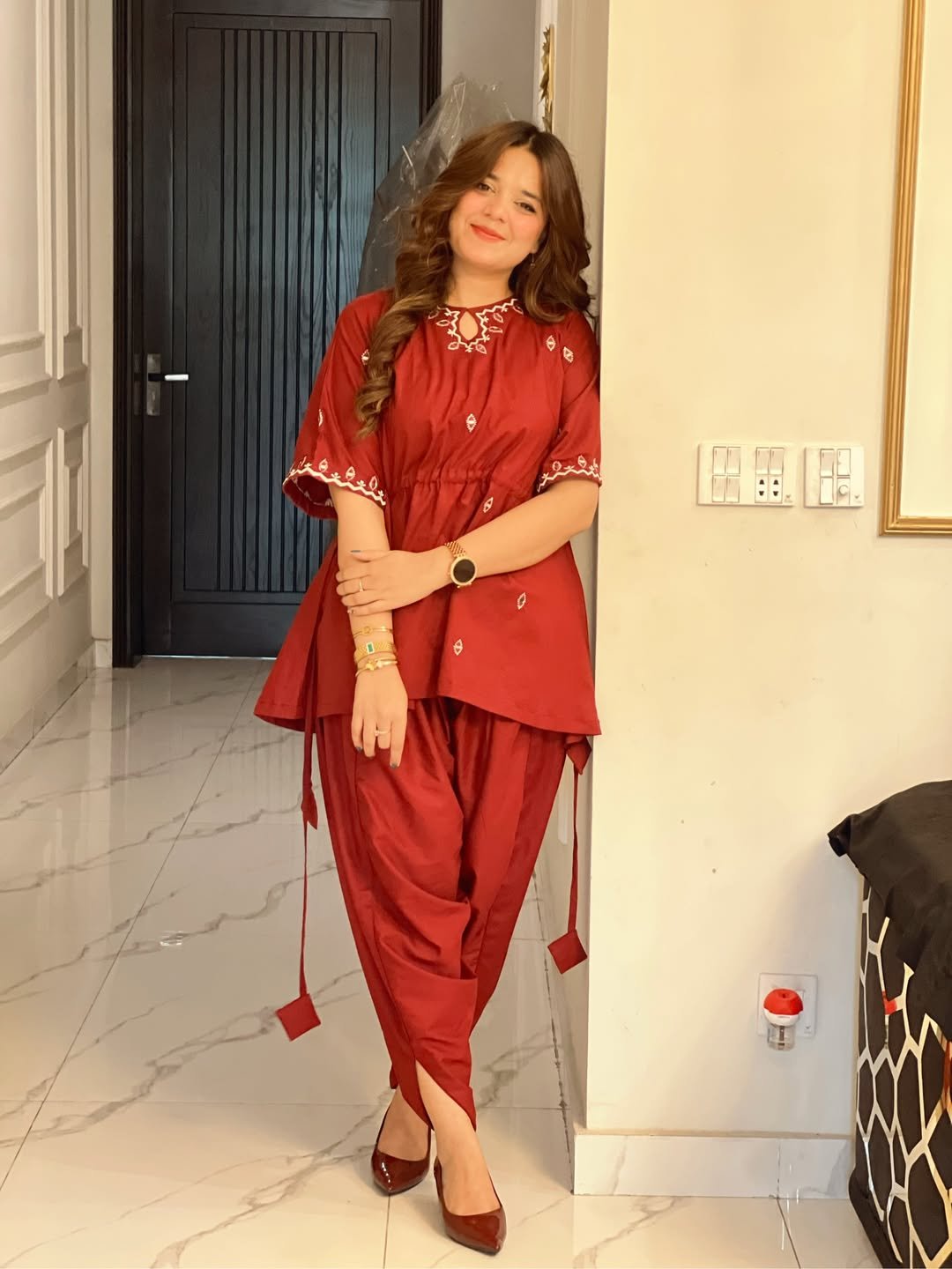 Embroidered 2 Piece Cotton Suit - 389 - Image 2
