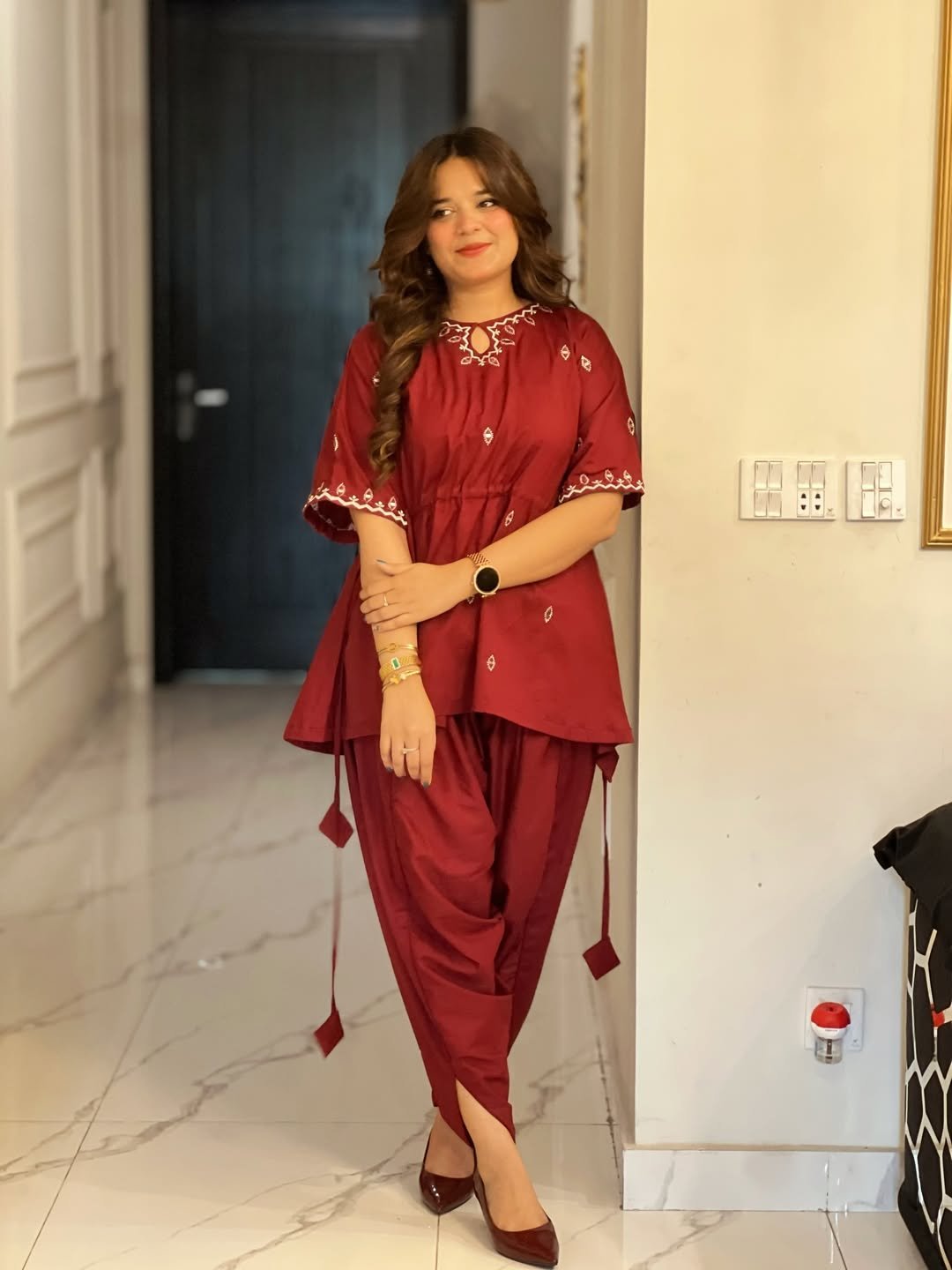 Embroidered 2 Piece Cotton Suit - 389