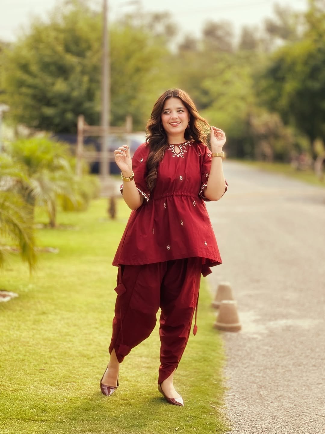 Embroidered 2 Piece Cotton Suit - 389 - Image 3