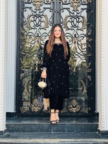 Embroidered 3 Piece Velvet Suit