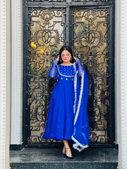Embroidered Chiffon Frock