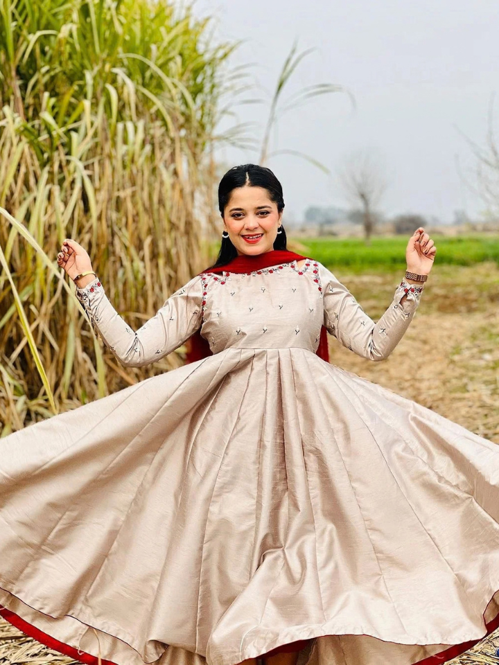 Embroidered Raw Silk Frock