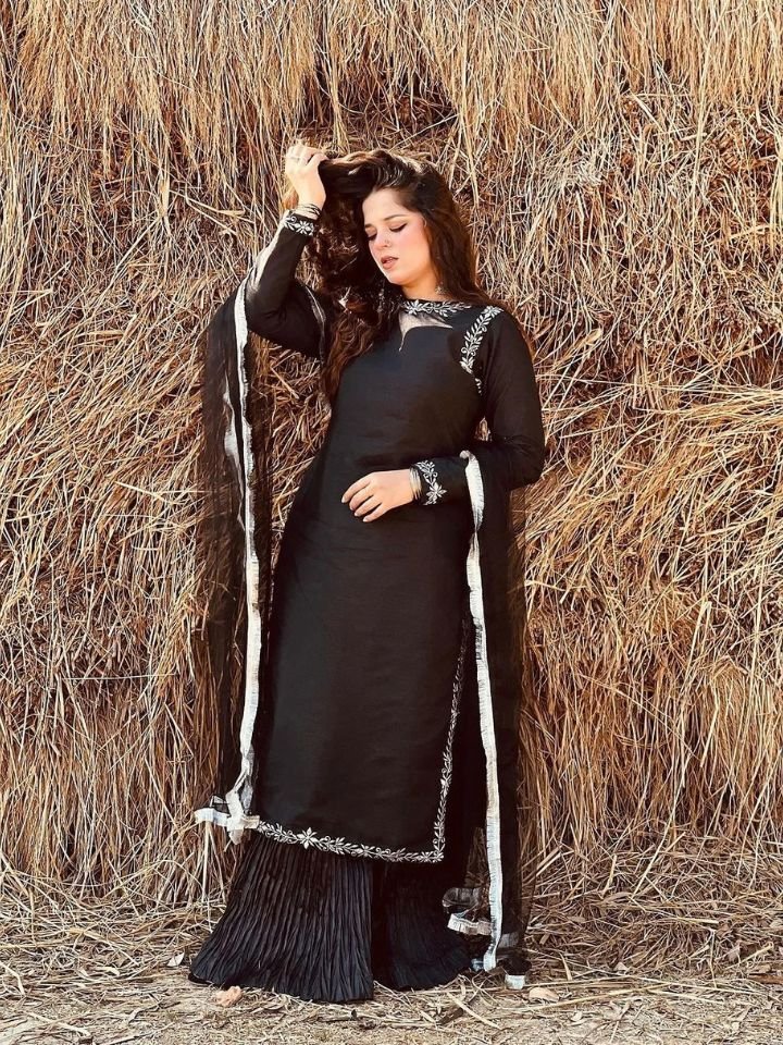 Embroidered 3 Piece Raw Silk Suit