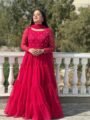 Chiffon Handcrafted Pearl Work Frock