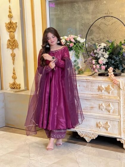 Embroidered Silk 2 Piece Suit