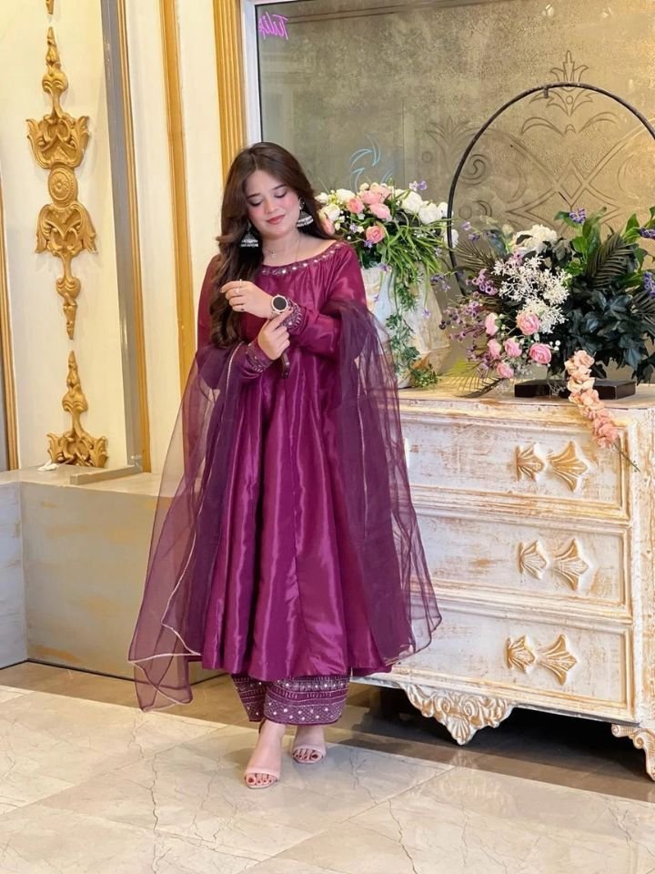 Embroidered Silk 2 Piece Suit