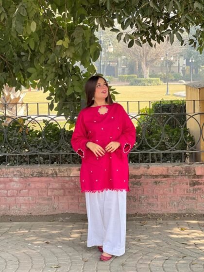 2 Piece Pearl Work Khaddar Suit